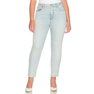 Good American Good Classic Natural Fray Hem Ankle Jeans Womens Sz 14 / 32